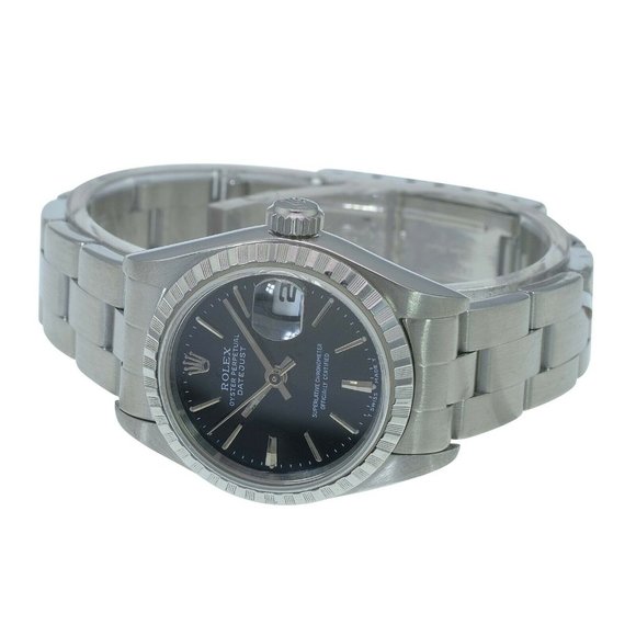 ROLEX DATEJUST 26 MM BLACK INDEX DIAL STAINLESS STEEL FLUTED OYSTER WATCH 79240 - Picture 3 of 10